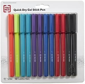TRU RED Retractable Gel Pens, Medium 0.7mm, Assorted Ink, 24-Pack | Quick-dry pens for everyday office and classroom color coding.