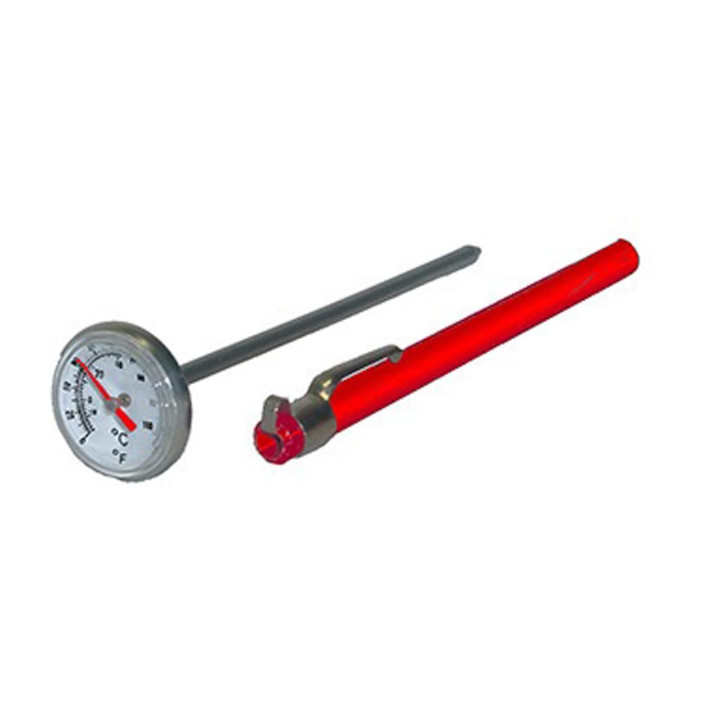 PIC Gauges B1B5-B SS Bimetal Pocket Thermometer w Red Plastic Sleeve, 1 Dial, 5 Stem Length, 18 Stem Diameter,40160° F Temperature Range