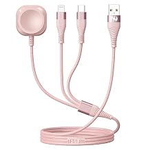 Apple Watch Charger Multi Charging Cable 6FT, Nylon Braided USB AM Port to Lightning Type C USB C Cord iWatch Magnetic Wireless 3 in 1 Charging Wire for iPhone Android Phone and iWatch