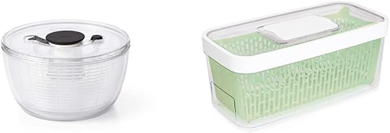 OXO Good Grips Little Salad & Herb Spinner Small and OXO Good Grips GreenSaver Produce Keeper - Large,White