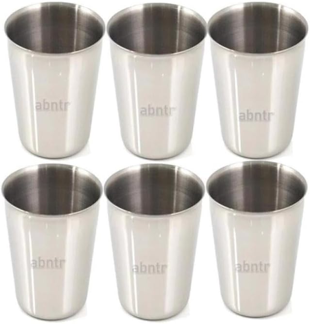 Set Standart Boy 220cc Paslanmaz Çelik Bardak Metal Su Çay Bardağı Kırılmaz Garantili Bardak 6 Adet