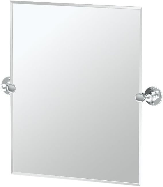 Gatco 4419SM Cafe Rectangle Bathroom Mirror, Wall Mounted Vanity Mirror with Chrome Finish for Powder Room or Bath, 24 x 23.5 Inch