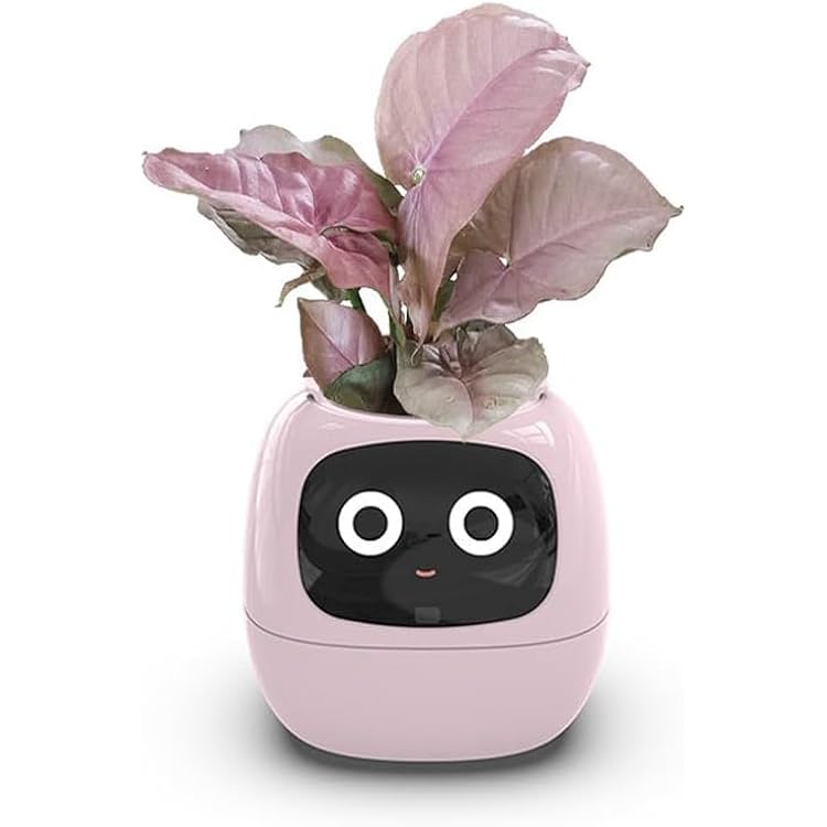 Generic PlantagotchiTM Smart Plant Pot,Smart Flowerpots, Smart Pet Planter Robot Guidance on Plant Care with Emojis Pink