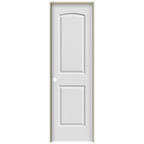 National Door Company ZZ364272R Solid Core, Primed, Molded 2-Panel Archtop, Right Hand, Prehung Interior Door, 16"x80"
