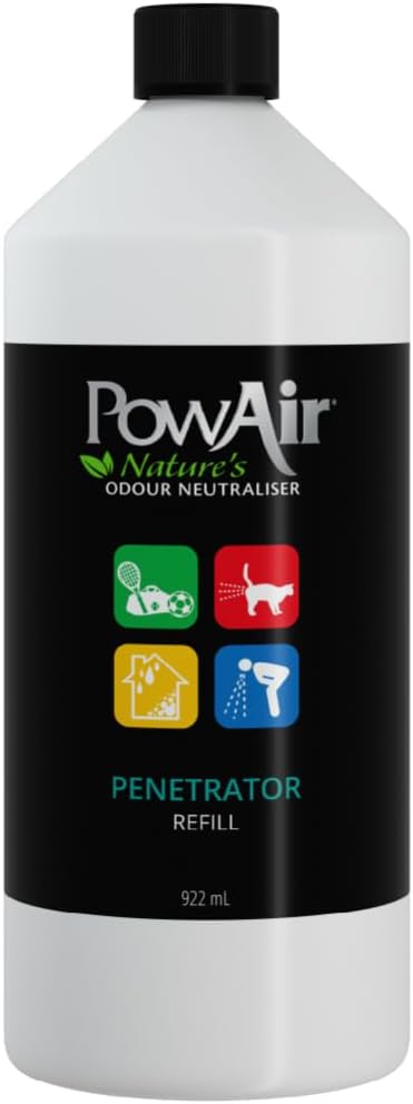 PowAir Penetrator Odour Neutraliser Spray – Dual Action Enzymatic Formula - Eliminate Odours Including Cat Urine, Dog Urine, Vomit, Sweat and Faeces – 922ml