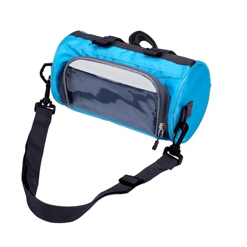 ZUKKA Bike Handlebar Bag Large-Capacity Adjustable Waterproof Front Handlebar Bags with Transparent Pouch Touch Screen for Bicycles Handlebar Women Men Blue