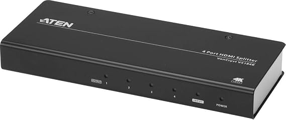 Aten Technologies - VS184B - Aten 4-Port True 4K HDMI Splitter - 4096 x 2160 - 49.21 ft Maximum Operating Distance - HDMI In - HDMI Out - Metal