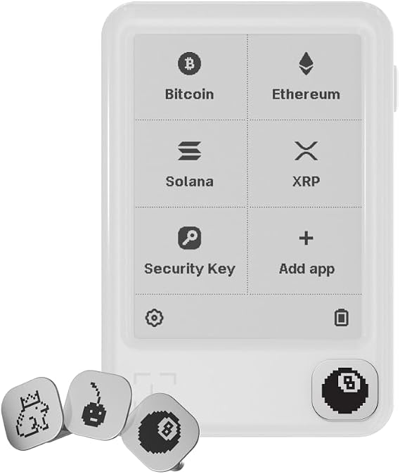 Ledger Nano Gen5 Secure Crypto Wallet Touchscreen Signer in Glacier White + Playful Badges (Pack 3)