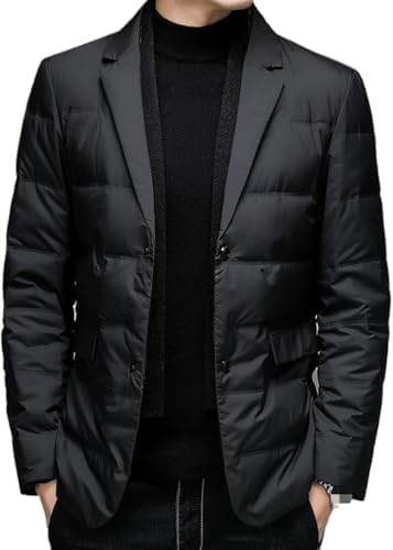 DGHM-JLMY Mens Business Blazer Down Coats Casual Suit Collar Insulated Puffer Jacket Warm Winter Slim Solid Color Blazer