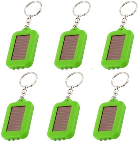 MODOAO 6 Pack Solar Keychain Flashlights, No Battery Needed, Press to Light - Instantly Recharge in Sun or Indoor Light for Emergency, Power Outage, Nighttime Safety, Finding Keys Green