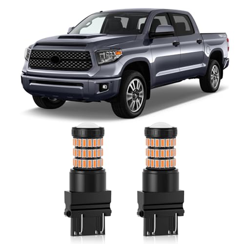 Amber Yellow 3157 3156 3057 3056 LED Bulbs with Projector Blinker Lights Compatible with Toyota Tundra 2007-2021 Front Turn Signal Lights & 2007-2013 Rear Turn Signal Lights, Pack of 2