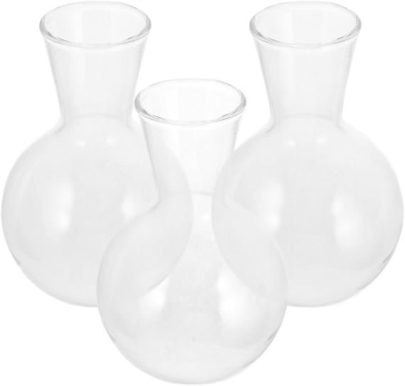 PRETYZOOM 3 piece Transparent Glass Vase Set 3.93X2.52X2.52in