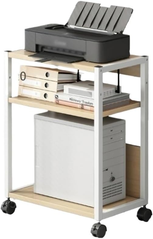 Printer Stand，CPU Tower Stand Adjustable Printer Cart, Machine Cart with Wheels, Rolling Storage Rack for Office and Home 3-Tier for Desk, Office, Home