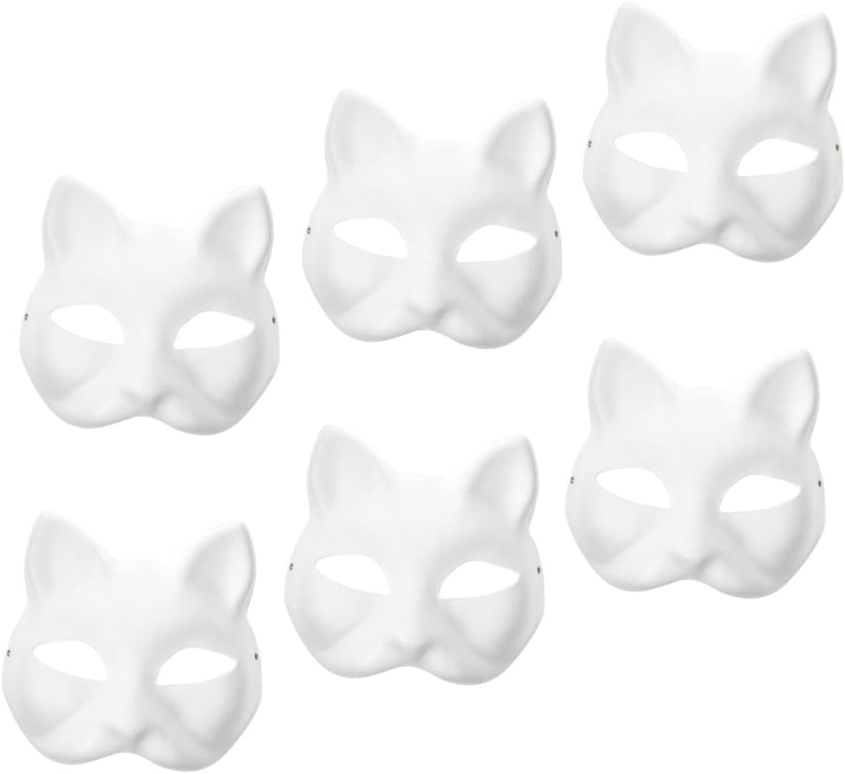 Kichvoe Paper Mache Paintable Cat Cat Mask Masks 6pcs Kitsunes Fox Masks Blank Paper Cat Half Masks Diy White Animal Face Covers Fox Costume Cosplay Party Supplies for Masquerade Drama