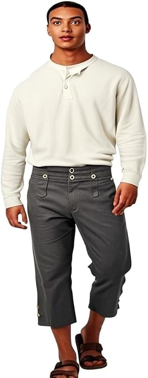 Pirate Pants Breeches for Cosplay Costume Jack Inspired Sparrow Outfit Cotton with Adjustable Back String
