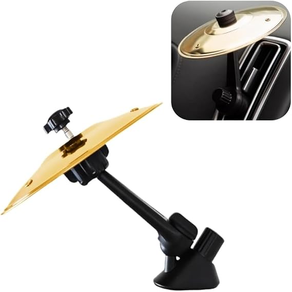 2025 New Car Cymbal Air Vent Crash Dash Board Cymbal Drum Symbol Dashboard Drums Mini Mount Drumming Music Mounted Tiny Clip Attachment Set Attaches Small Stand Splash Instrument Drumset Kit (Gold)