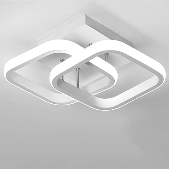 Modern Ceiling Light LED 22W Cool White Light 6000K Square White Ceiling Lights fixtures LED for Hallway Office Bedroom Kitchen Living Room Bedroom Entryway Balcony Stair Dining Room (White)