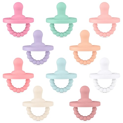 Ryan & Rose Cutie PAT Pacifier Teether 10 Pack Assorted Colors Collins Girl, Flat