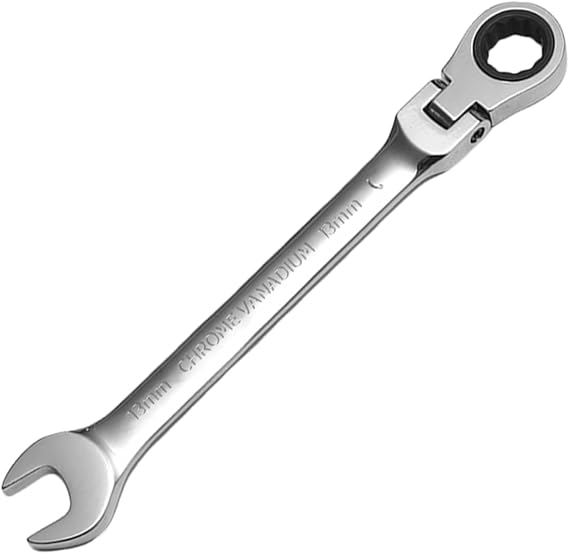 WISEUP Flexible Combination Wrench,13mm Ratchet Spanner, 2 in 1 CR-V Forged Spanner, Adjustable Head Socket Wrench, Anti-Bending Hand Tools
