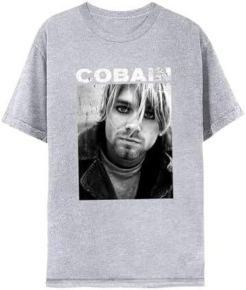 Nirvana Tshirt Kurt Cobain Photo Adult Sport Gray Short Sleeve T Shirt 90s Music Vintage Style Graphic Tees