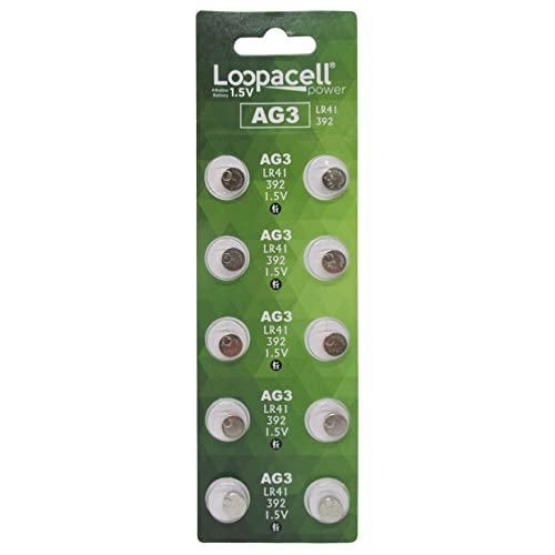 LOOPACELL AG3 LR41 Batteries 20 Pack - AG3 392 384 192 Battery - 1.5V Alkaline Button Coin Cell
