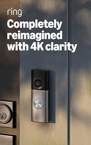 Ring Wired Doorbell 4K Pro (Newest Model), Retinal 4K with wide-angle video, 10x Enhanced Zoom, and Night Vision, Polished Sandstone