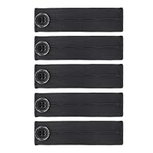 5 PCS Elastic Waist Extenders for Pants, Adjustable Waistband Button Extenders for Pregnancy Men Women (Black)
