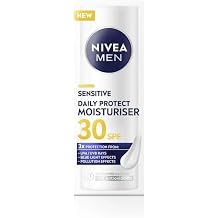 NIVEA MEN Sensitive Moisturizing Cream for Men, Daily Protection, SPF 30, 50 ml, Face Cream for Men with VitaminPRO Complex, protects against UVA/UVB rays, blue light and pollution
