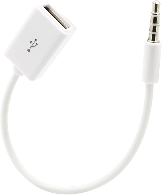 3.5mm Male to USB Female Converter Cable for Car AUX and External USB Drive