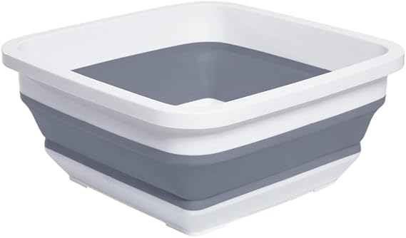 Goderewild Collapsible Dish Basin, 9L (2.4 Gal) Foldable Sink Tub, Gray