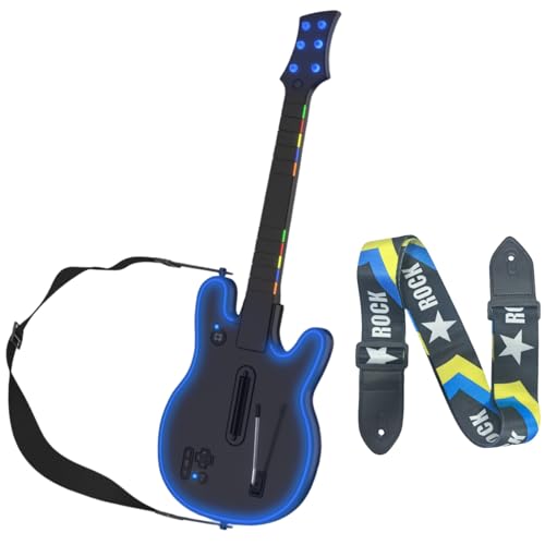 Lyvix Wireless Guitar Controller - Compatible with PS4PS3PC | Game Guitar with Strap & RGB Light | for Guitar Hero, Rock Band & Clone Hero Games