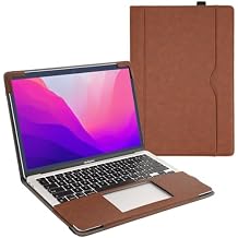TYTX Compatible with MacBook Air 13 Inch Case, for Older Version 2010-2017 Release A1369 A1466, PU Leather Laptop Case with Pocket for Papers and Pen Holder, Dark Brown