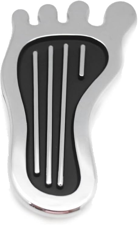 Dimmer Switch Pedal Pad - 'FOOT' Barefoot Style Cover - Hot Rod Rat Chrome Custom Design for Unique Automotive Touch