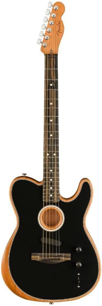 Fender American Acoustasonic Telecaster Acoustic Electric Guitar, Black, Ebony Fingerboard, with Gig Bag