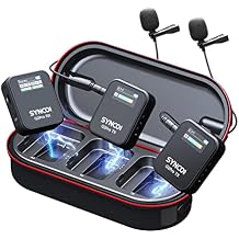 SYNCO Wireless Lavalier Microphone, G2(A2) Pro 2.4G Dual Lapel Mic 656FT 8H for On Line Class Vlog Live Stream YouTube for Camera Smartphone Tablet, Wireless-Lavalier-Microphone-Dual-Channel