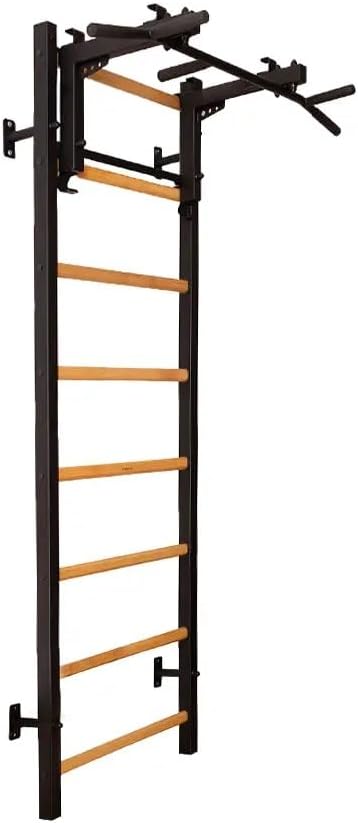 231B Wallbars, Certified Stall Bars with Multifunctional Convertible Steel 6-Grip Pull Up Bar that can also be used as a Barbell Holder, Wall Mounted for Home Workout, Full Body Stretching, Gym