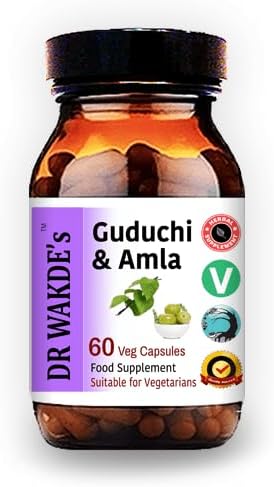 DR WAKDE'S Guduchi & Amla Capsules (60 Veg Caps, Immunity Support, Natural Anti-oxidants, Ayurvedic Supplement, Vegan, Herbal, All Natural,
