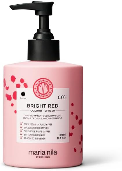 Maria Nila Color Refresh, Bright Red, Red Hair Mask, Semi-Permanent Pigments, 100% Vegan & Sulfate/Paraben free, 300 ml