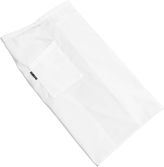 Uonlytech Unisex Short Waist Kitchen Apron with Pocket for Chef Waiter Waitress White Half Apron for Restaurant Cafe Catering Cooking Commercial Use