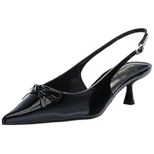 Madden Girl Women's Vogue Sling-Back Kitten Heel Pump, Black Patent, 6