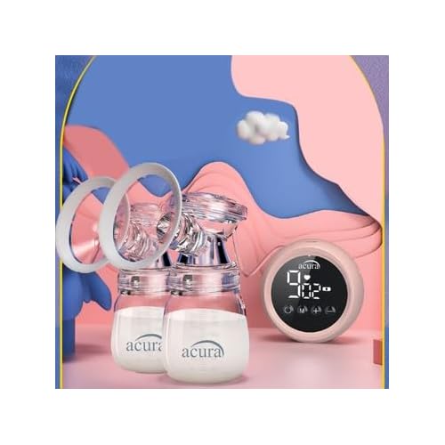 Acura AC-3020 Double Breast Pump with Rechargeable LCD Screen Feeding Bottle