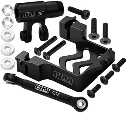 Aluminum 6061-T6 Servo Mount + Tie Rod + 25T Servo Horn Set for 1:5 Traxxas X Maxx 6S / X Maxx 8S / XRT 8S Monster Truck Upgrades - Black