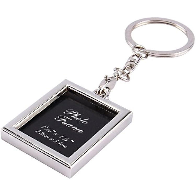 Yosoo Mini Creative Metal Alloy Buckle Insert Photo Picture Frame Keyring Keychain Car Key Chain Ring Keyfob Gift rectangular
