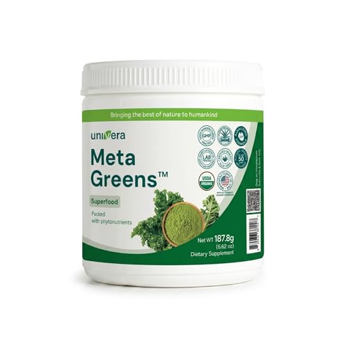 Univera Metagreens, Green Superfoods Blend Powder, Smoothie Mix with Organic Spirulina, Vital Antioxidants, Alkalize, Detoxify, Vegan, 30-Day Supply.