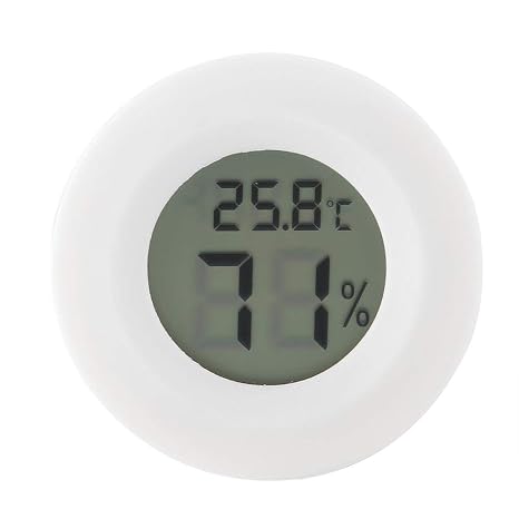 Zerodis Mini Digital LCD Thermometer Hygrometer Pet Electronic Humidity Temperature Meter Thermo-Hygrometer for Incubators Indoor Reptile Breeding Box Weather Station Greenhouse Basement Round(White)