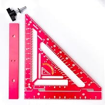 8.3" Speed Square with Jig Block,Rotating Fence Rafter Square for Flatwork, CNC Aluminum Woodworking Triangle Square, High Precision Framing Square for Carpenters & Metal Workers (Red)