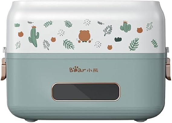 Bear Plug-in Electric Heated Lunch Box DFH-B15Q1, Multi-Functional Lunch Box with Keep Warm, Leak Proof & Freshness, Green, 1.5L