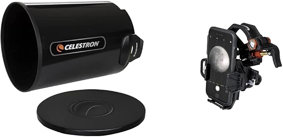 Celestron Aluminum Telescope Dew Shield with Cover Cap Fits 8 & NexYZ 3Axis Universal Smartphone Adapter for Telescope Digiscoping Smartphone Adapter