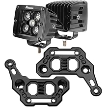2PCS Amber & White LED Pod Lights and 2PCS Dual Light Bar Hood Mounting Brackets Kit for 2018-2024 Jeep Wrangler JL JLU Gladiator JT