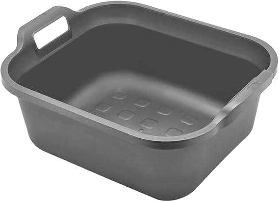 Addis 517935 Large Rectangular 10 Litre Washing Up Bowl with Handles, Metallic Silver, 39 x 32 x 14 cm